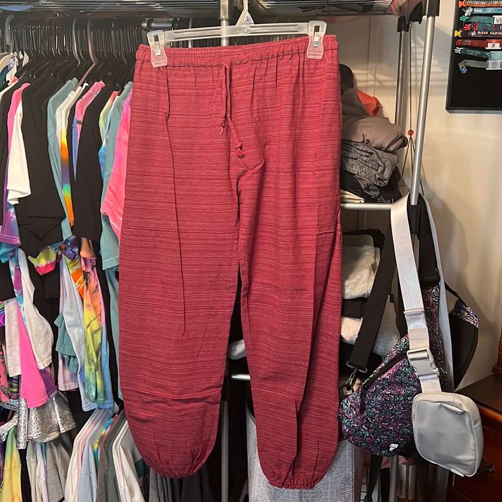 Red harem pants